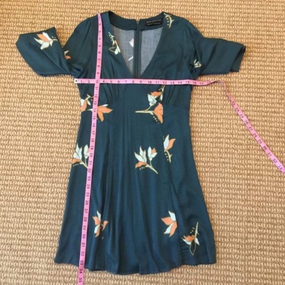 Urban Outfitters (UO) Isabel Empire Waist Mini Dress Green Floral - Picture 3 of 6